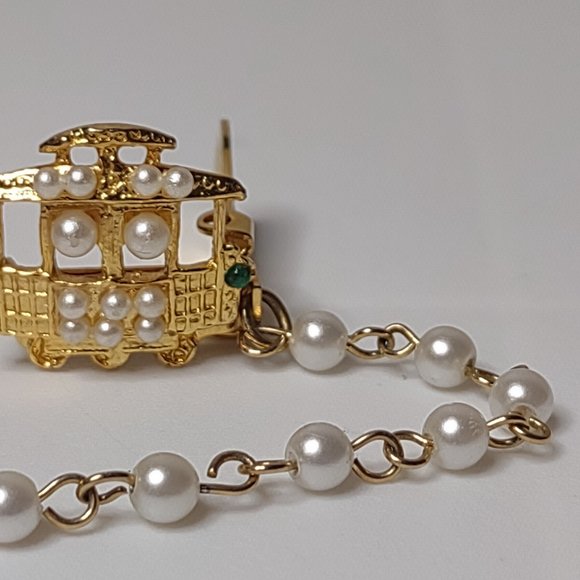 Faux Pearl Trolley Car Cardigan Sweater Clip - Picture 4 of 14